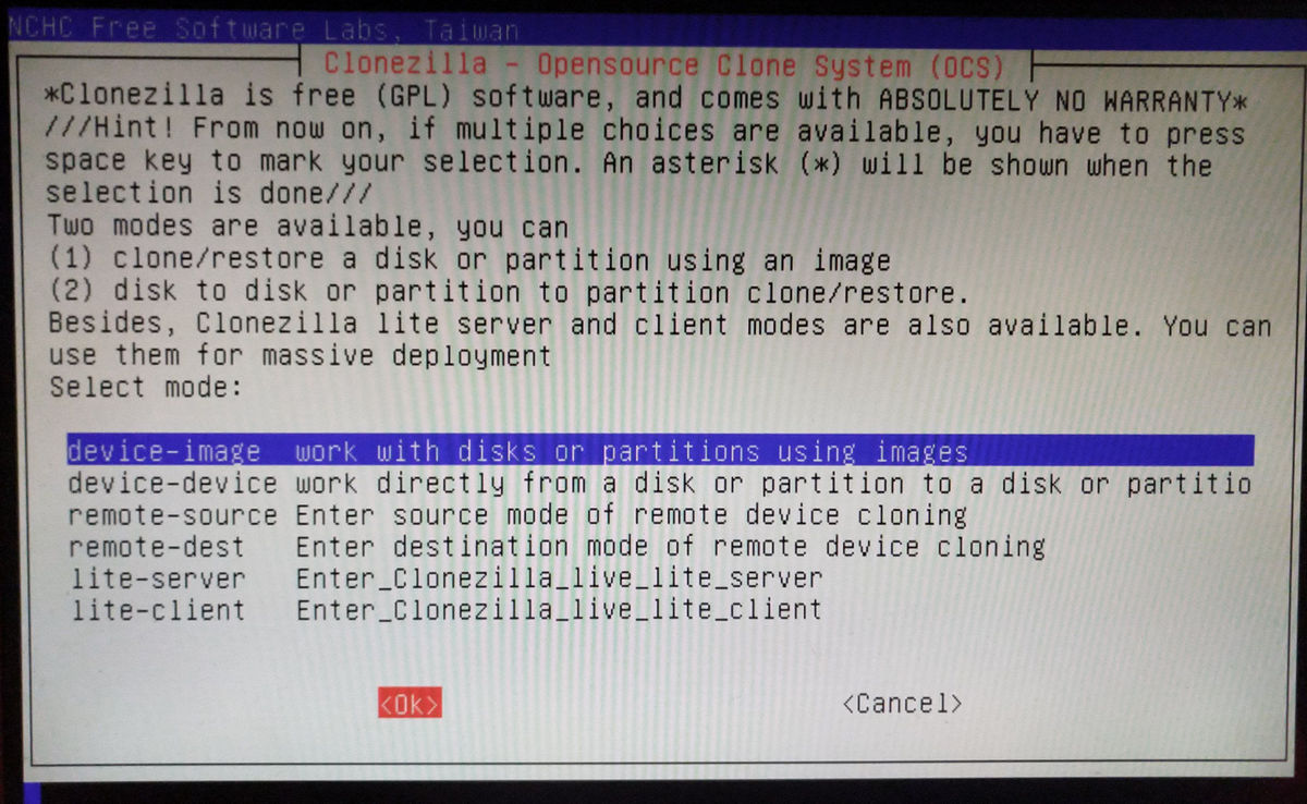 clonezilla restore device-image