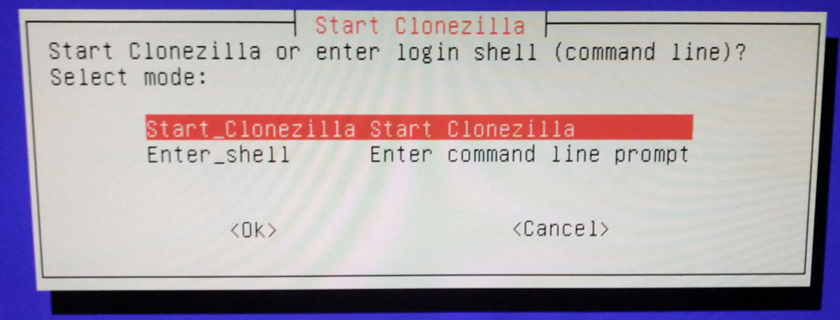 start clonezilla