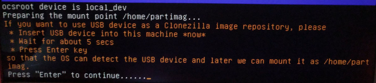 clonezilla backup local-dev usb